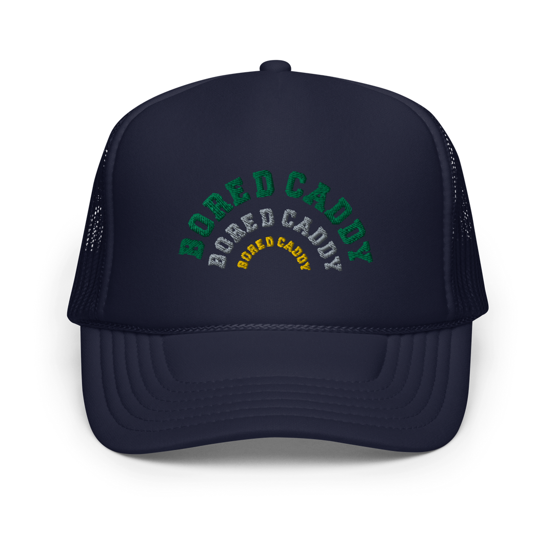 Bored Caddy Arced Logo Foam Trucker Hat Navy