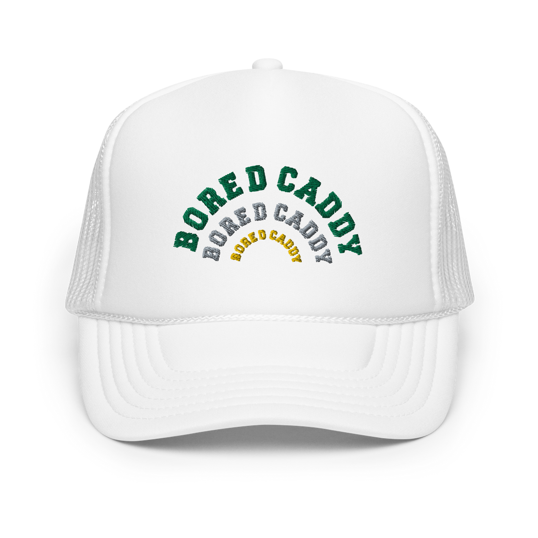 Bored Caddy Arced Logo Foam Trucker Hat White